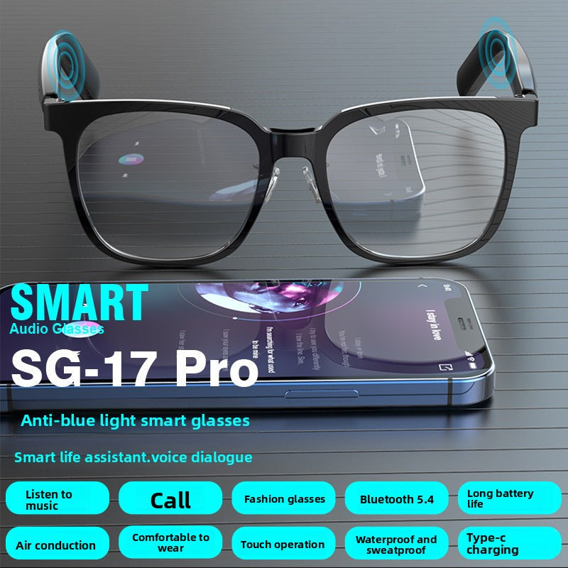AI Bluetooth Smart Glasses Anti-Blue Light Translation Call Music Open-Ear Smart Bluetooth Glasses Headset