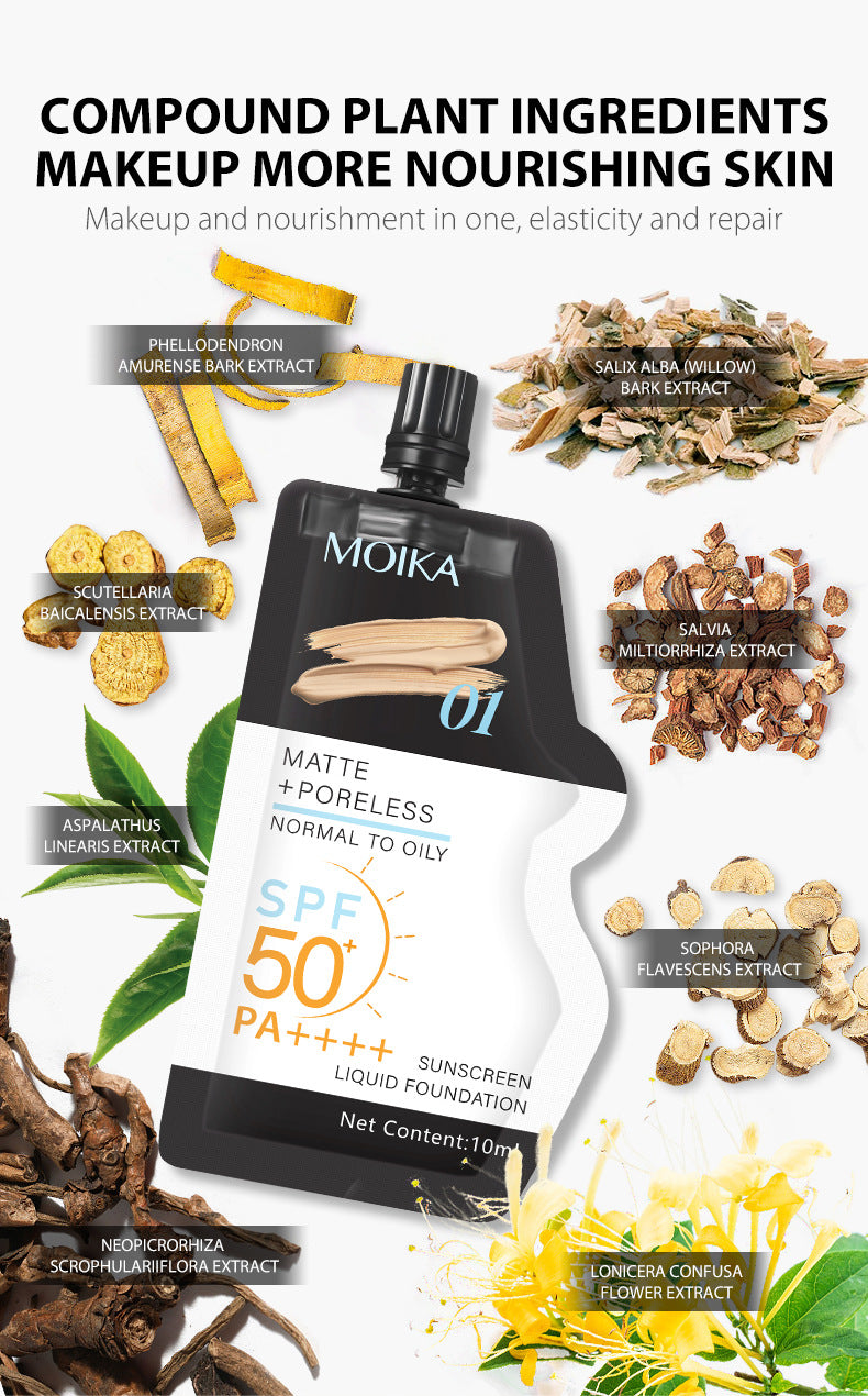 Full Moisture Sunscreen Foundation Oil Control Non-Cakey Concealer Primer for Dry Skin Non-Caking