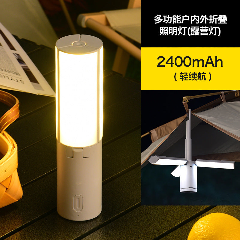 Camping Multifunctional Folding Light Tent Atmosphere Light Camping Lantern Handheld Hanging Light Dormitory Student Lighting Outdoor