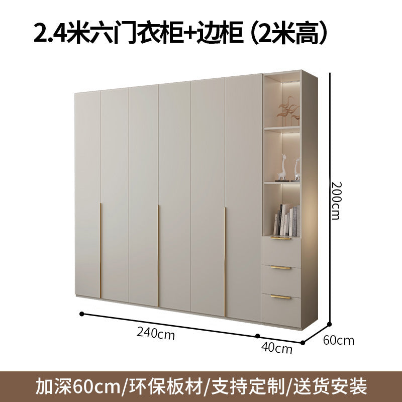 Custom Solid Wood Wardrobe for Home Bedroom Modern Simple Cream Style Hot-Selling Storage Cabinet One-Door to Ceiling Large Wardrobe