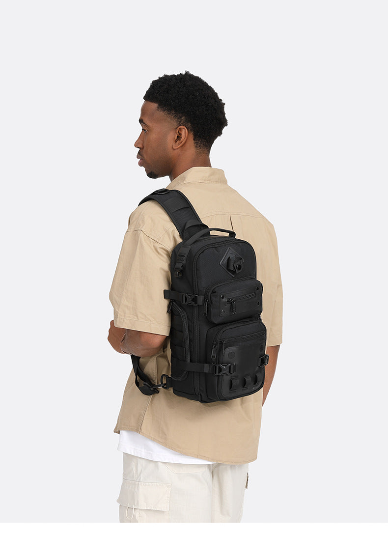 OZUKO Tactical Chest Bag Men's Crossbody Bag Shoulder Bag Men's Outdoor Sports Waterproof High-Quality Men's Bag
