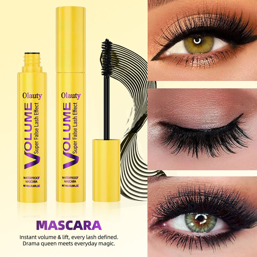 tkOlauty False Eyelashes Waterproof Mascara9ml Long-lasting non-smudge fiber volumizing curling mascara