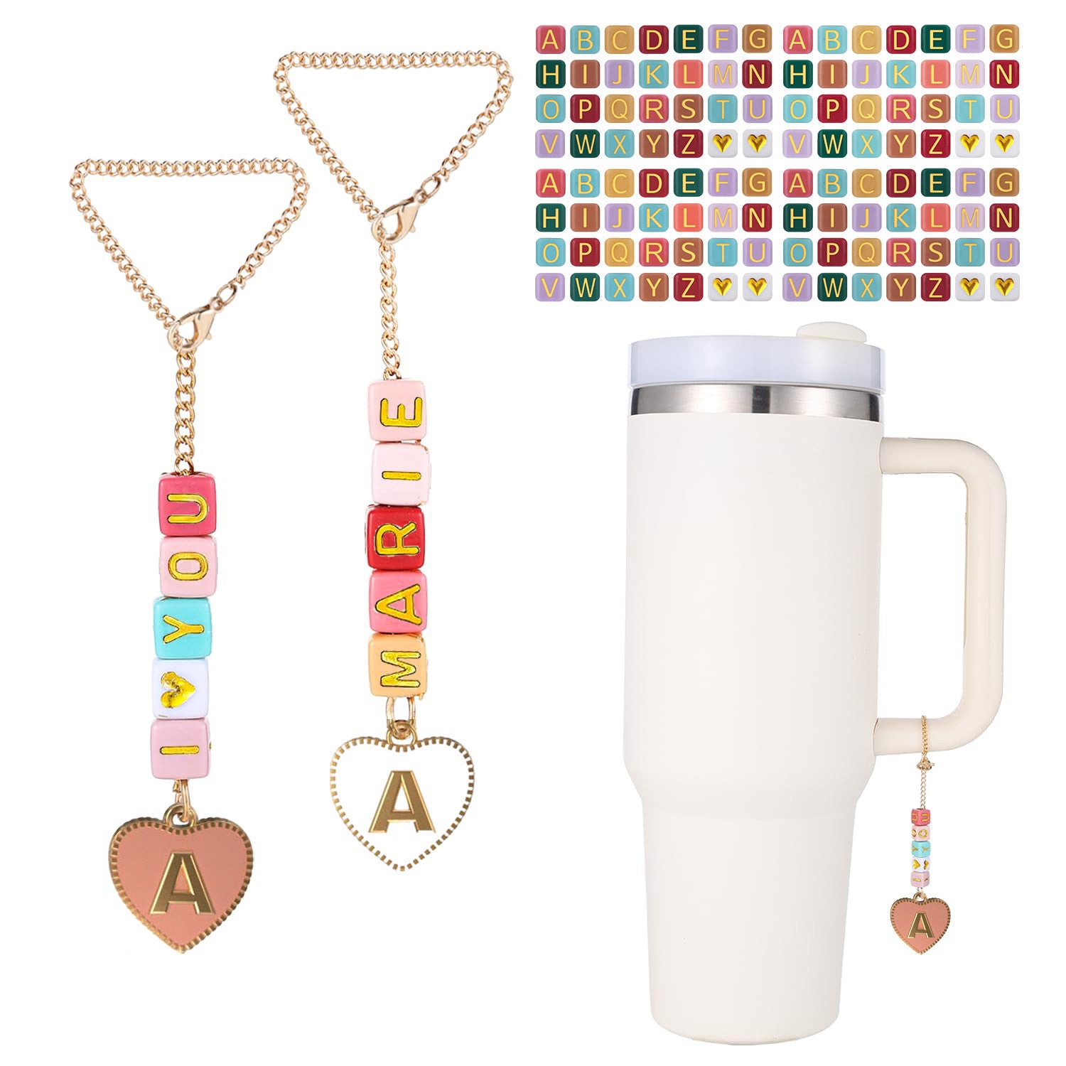 New Couple Bracelet Jewelry Chain diy Acrylic Colorful Heart Letter Cup Chain Accessory