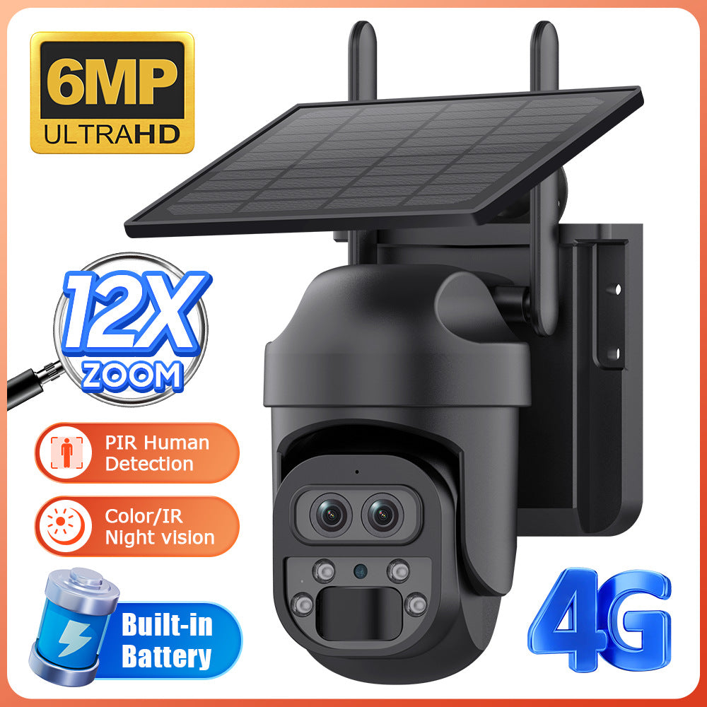 4G Solar Camera Camera12High Magnification Low Power Consumption Surveillance600Wanquan Color Camera Outdoor Waterproof
