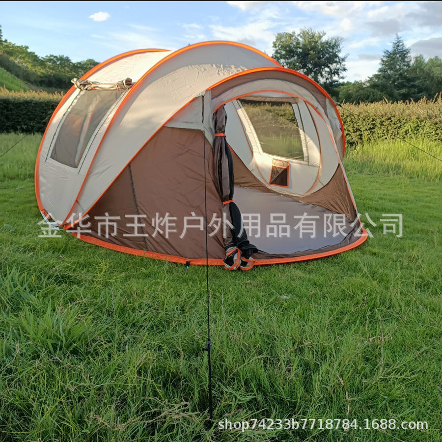 Outdoor Fully Automatic Camping Tent Sun Protection Portable Hand Throw Beach Tent5-8Military Green Boat-Shaped Tent