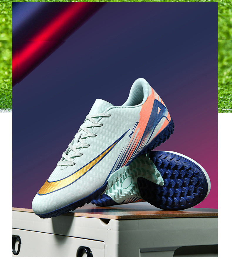 2025New Breathable Football Shoes for Men and Women Students Long Spikes Youth Grass Flat Ground Broken Spikes Training Shoes
