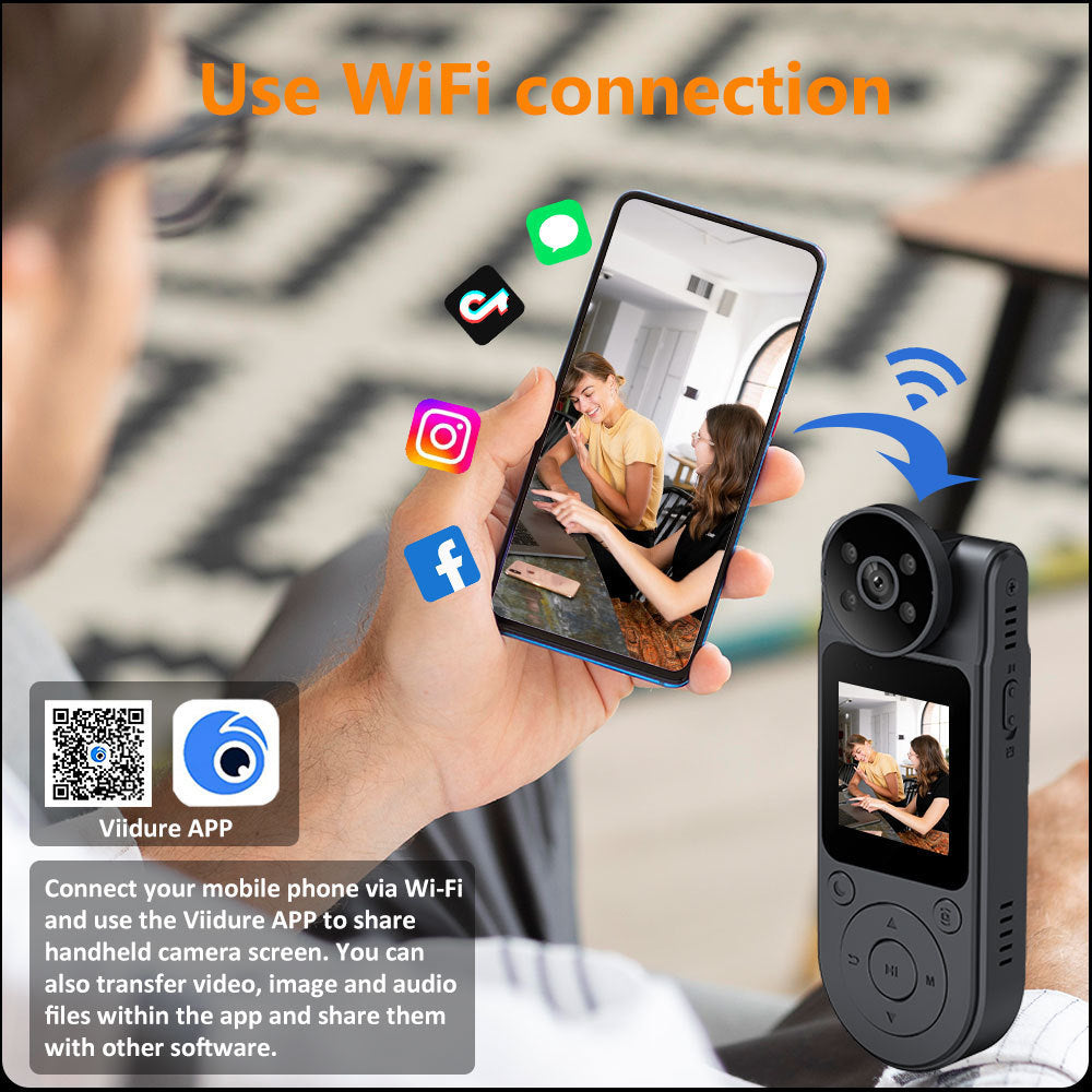 New L20High Definition Handheld Camera Portable Head and Back Clip Camera WiFi Connection ZF Outdoor Sports Recorder