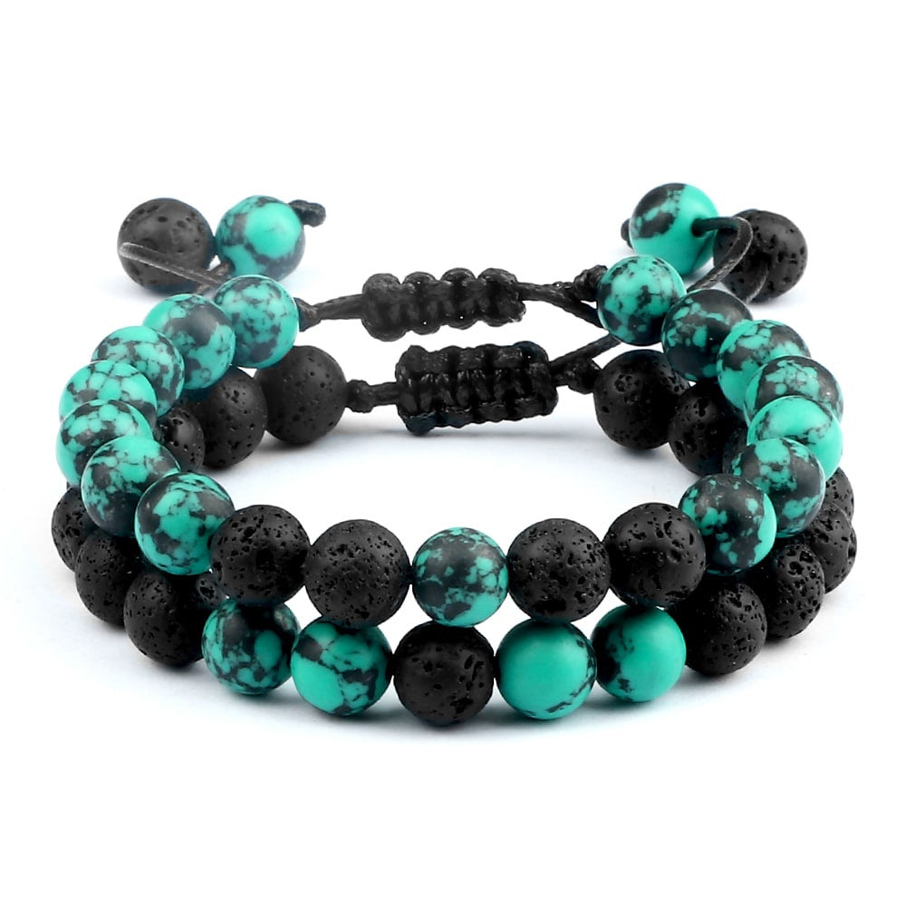 European and American Popular Natural Stone Beaded Bracelet Red Wood Grain Round Bead Stone Bracelet Wholesale