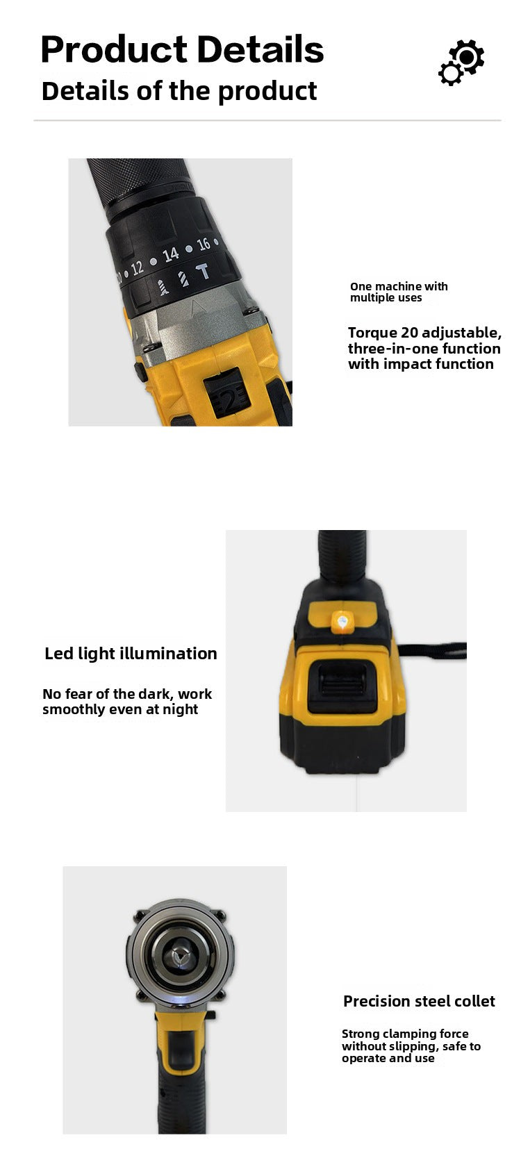 DW Source Factory791Brushless Lithium Battery Three-Function Impact High-Power Drill Set with Full Accessories