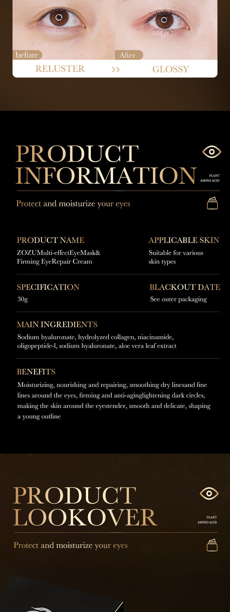 Snake Venom Peptide Eye Cream SADOER Hydrating and Moisturizing Improves Dark Circles, Eye Bags, and Eye Wrinkles  Wholesale