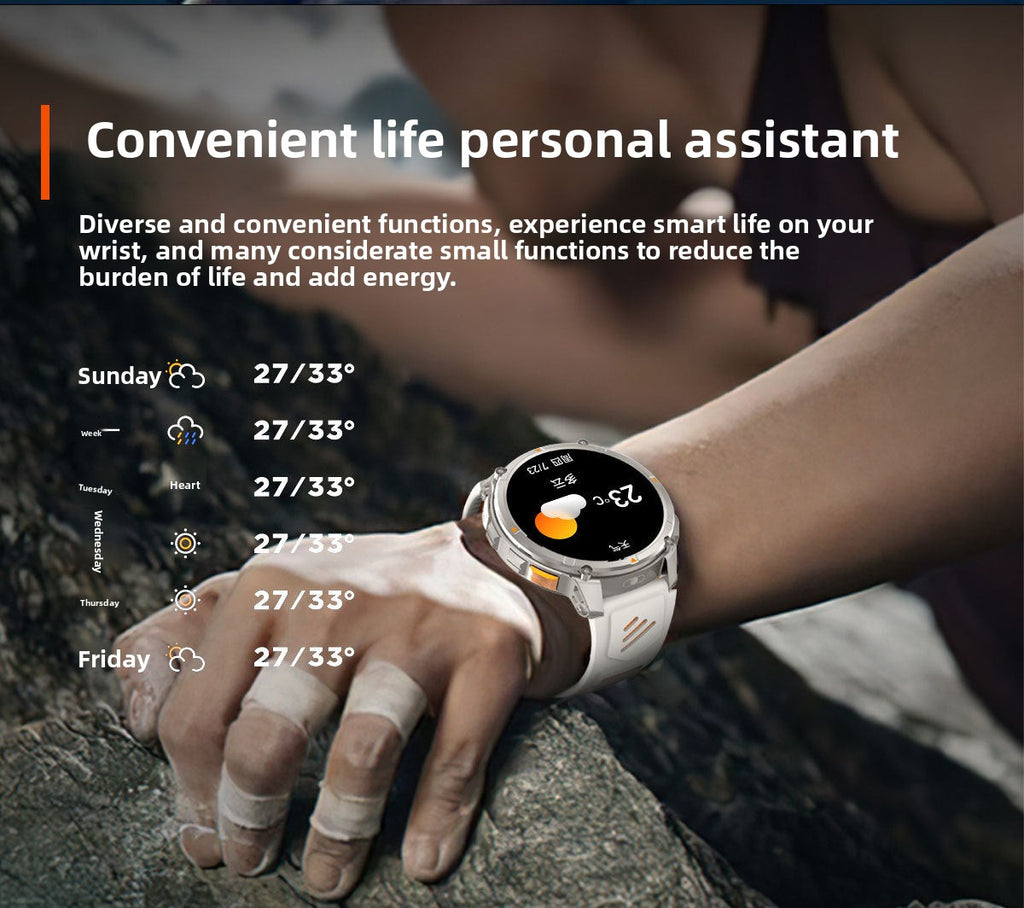 HT33Smart Watch Bluetooth Call True Heart Rate Step Count Sleep Monitoring Compass Deep Waterproof Sports Three-Proof