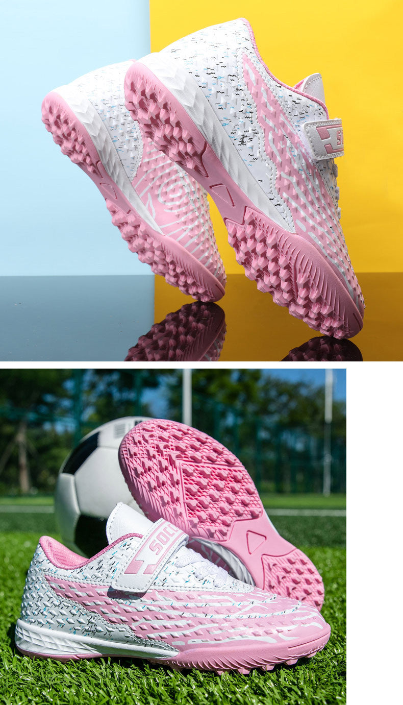 New football shoes for men and women with Velcro for children TF Broken Nail Style Youth Student Grassland Flat Training Shoes