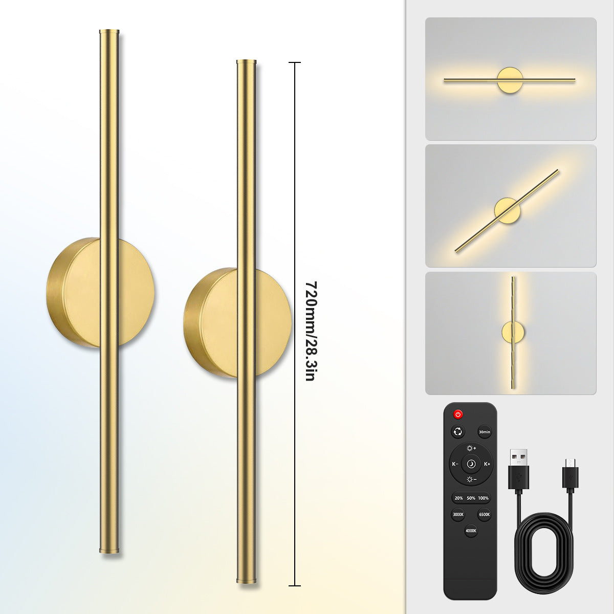 Rechargeable Two-tone Wall Lamp Indoor Wall Lamp Bedroom Bedside Wall Lamp Staircase Wall Lamp No Wiring Wall Lamp Long Strip Wall Lamp