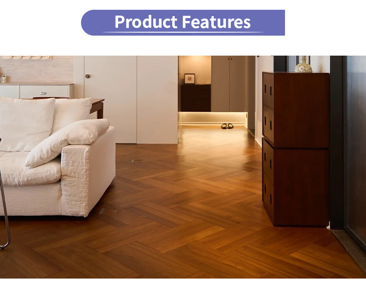 Custom AB-Grade Teak Herringbone Click-Lock Flooring Multilayer Engineered Core for Outdoor Exterior Basement Use-ENF-Certified