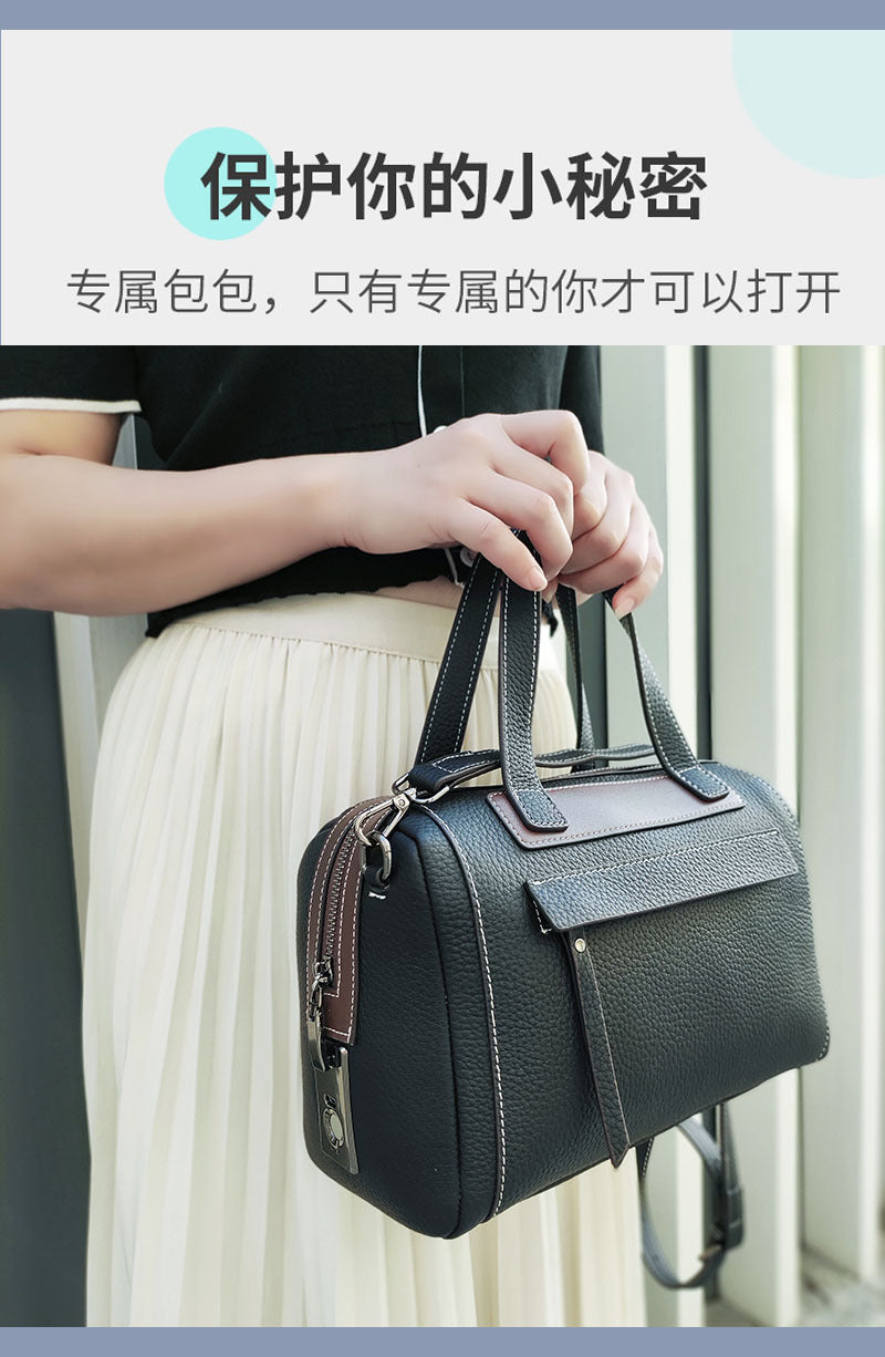 Boston Crossbody Pillow Bag Privacy Protection Fingerprint Unlock Genuine Leather Handbag Commuter Women's Bag Crossbody Bag