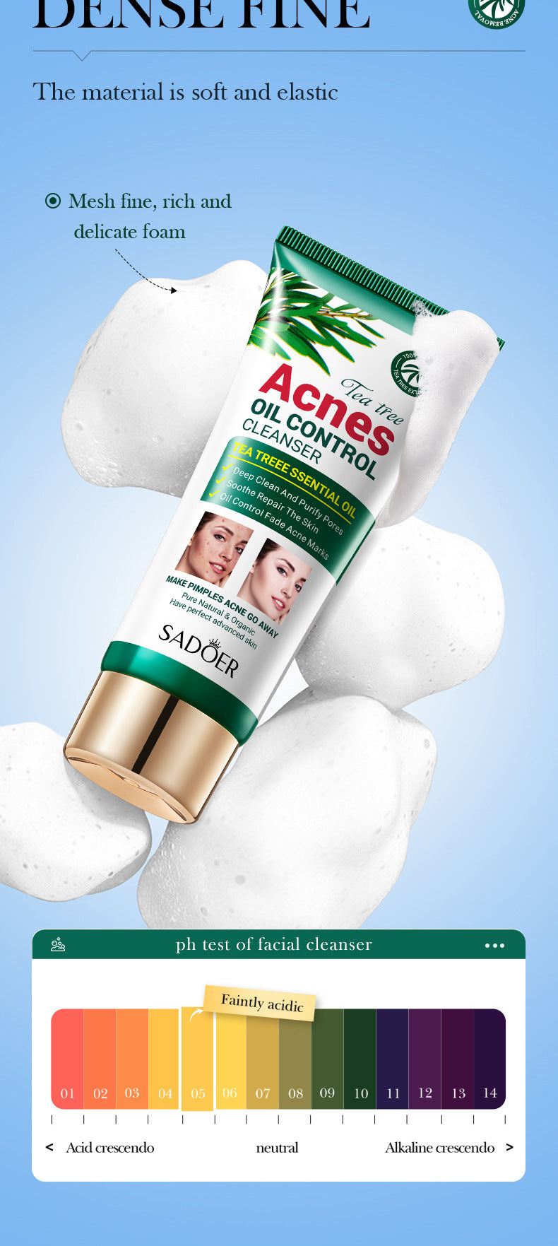 Tea Tree Facial Cleanser100gSADOER Deep Cleansing Moisturizing Refreshing Cleanser  Wholesale