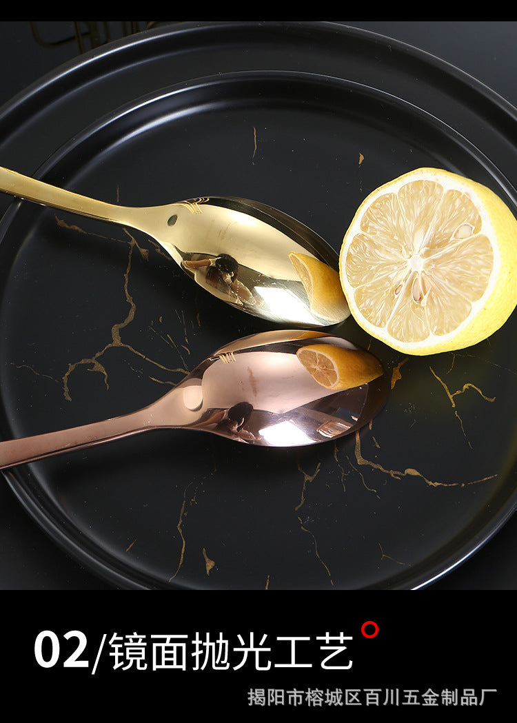 201Stainless Steel Knife Fork Spoon Heavy Moonlight Tableware Western Food Hotel Household Steak Knife Fork Dessert Spoon Wholesale