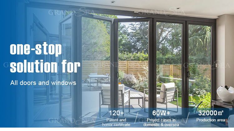 Exterior Accordion Kitchen Bi Fold Door Aluminum Glass Folding Doors for Veranda