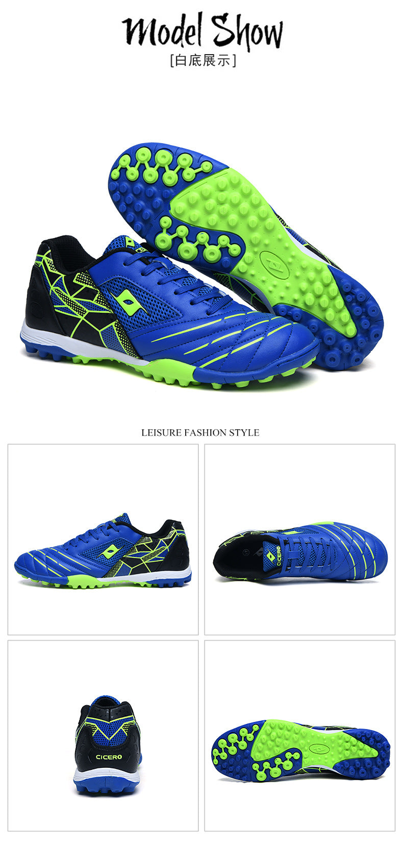 Men's Soccer Shoes TF Velcro Magic Tape Children's Sports Shoes for Primary and Secondary School Students and Teenagers for Sports Competitions and Training