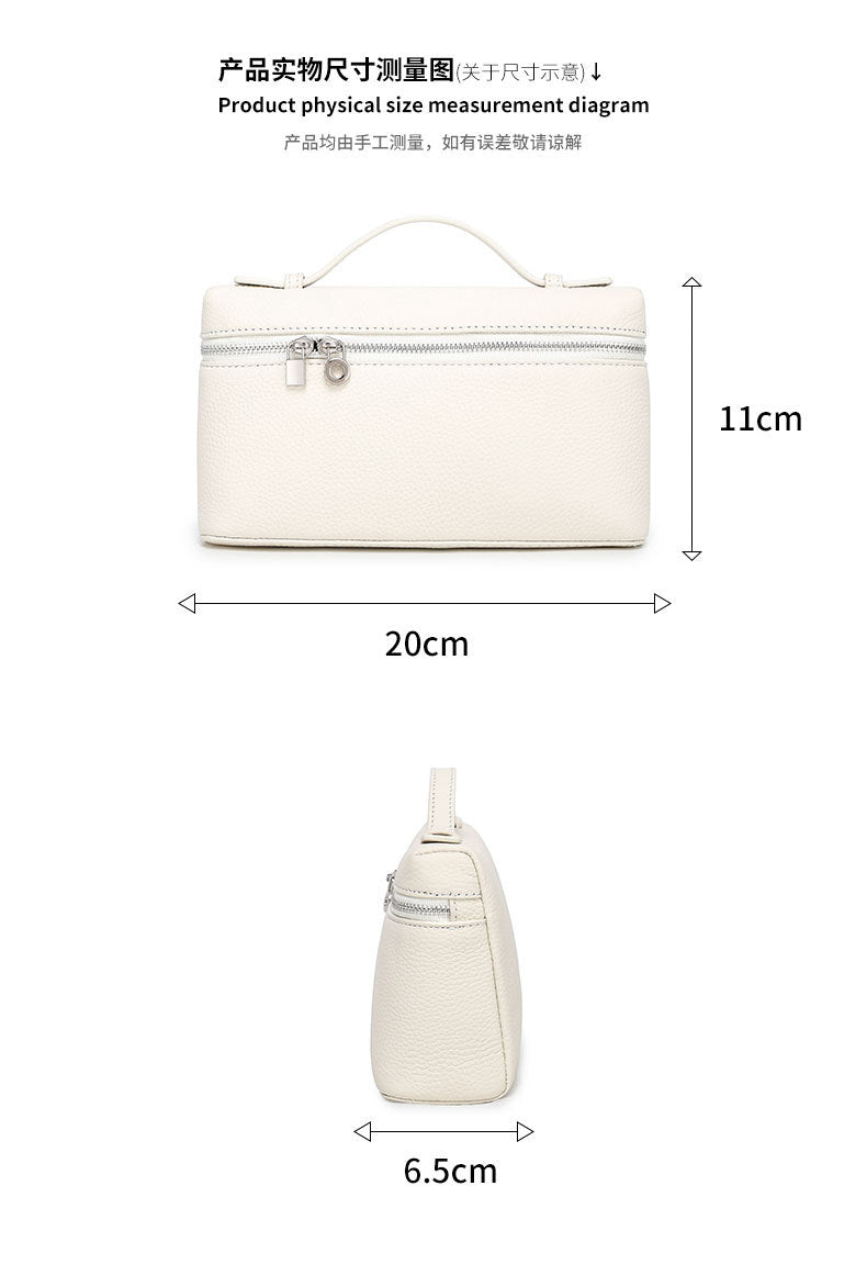 GIgi Same Style Women's Bag Niche Elegant Handheld Lunch Box Bag Women Simple Top Layer Cowhide Single Shoulder Crossbody Small Bag