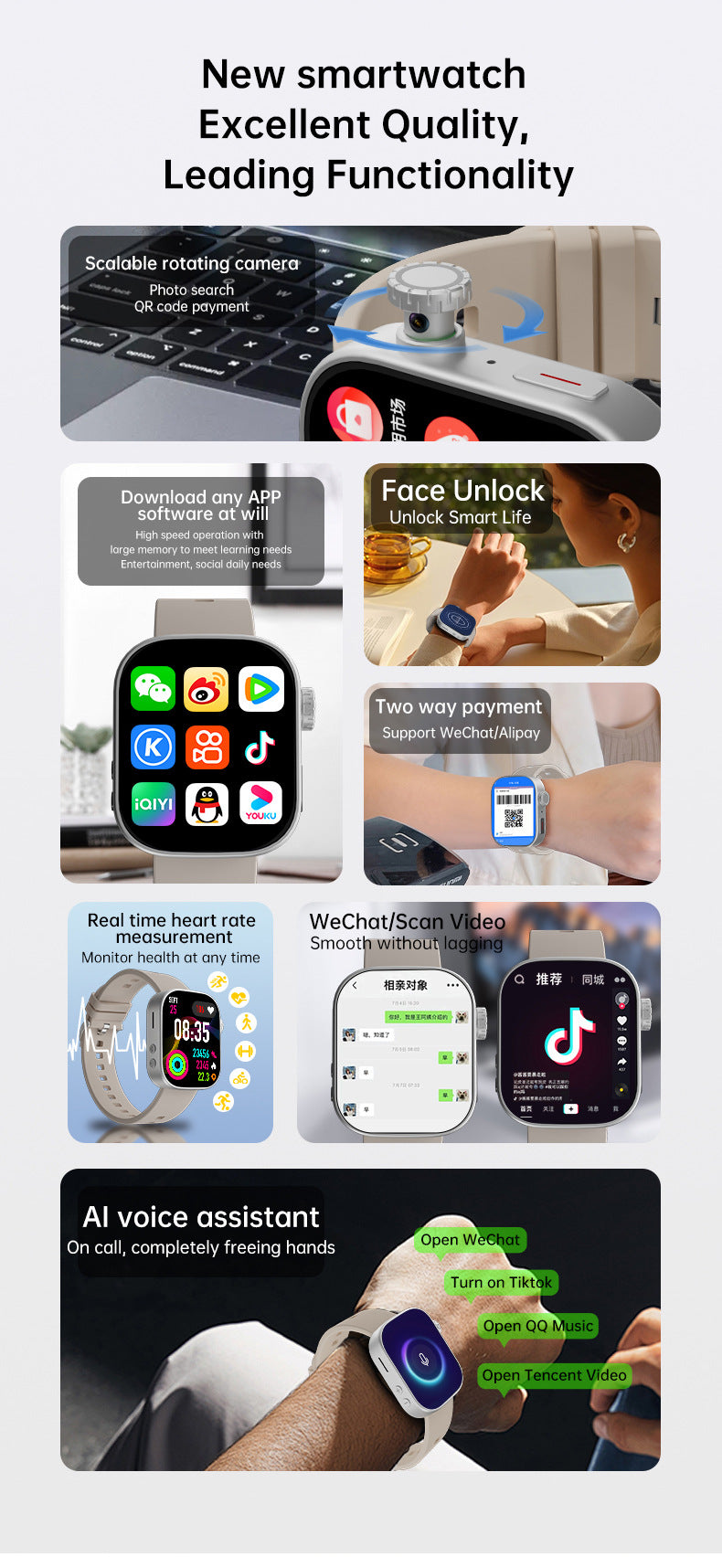 Harmonious Harmony MS10Smart Watch5G Plug-in Card Full Netcom Google Store APP Download Video Call Photo