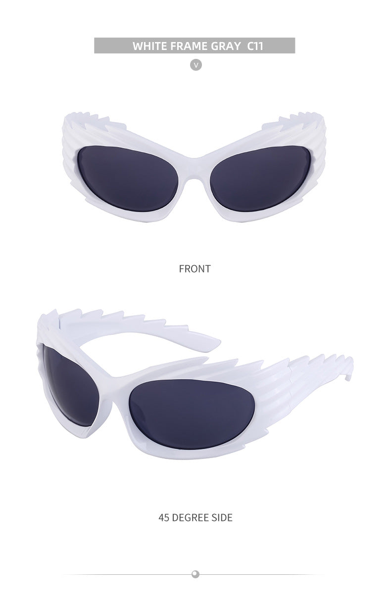 Europe and America Y2K Millennium Windproof Sunglasses for Women Trendy Personality Irregular Shape Sun Protection Sunglasses for Men Cycling Sports Glasses