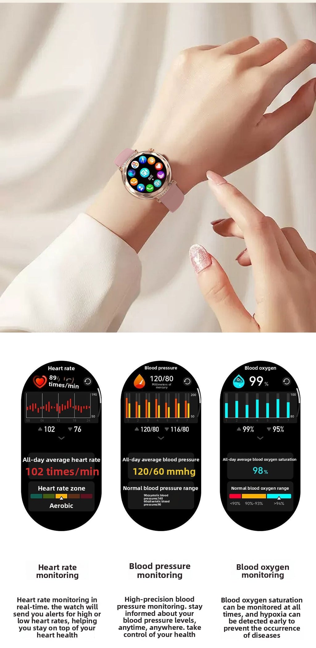 HK88Smart Watch Bluetooth Call Heart Rate Blood Pressure Blood Oxygen NFC Screen ladies multifunctional Bluetooth version touch screen