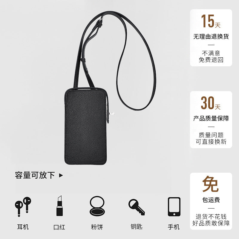 European and American New Style Cowhide Phone Bag for Women, Crossbody Small Bag with High-end Feel, Lightweight Mini Women's Bag, Simple Design