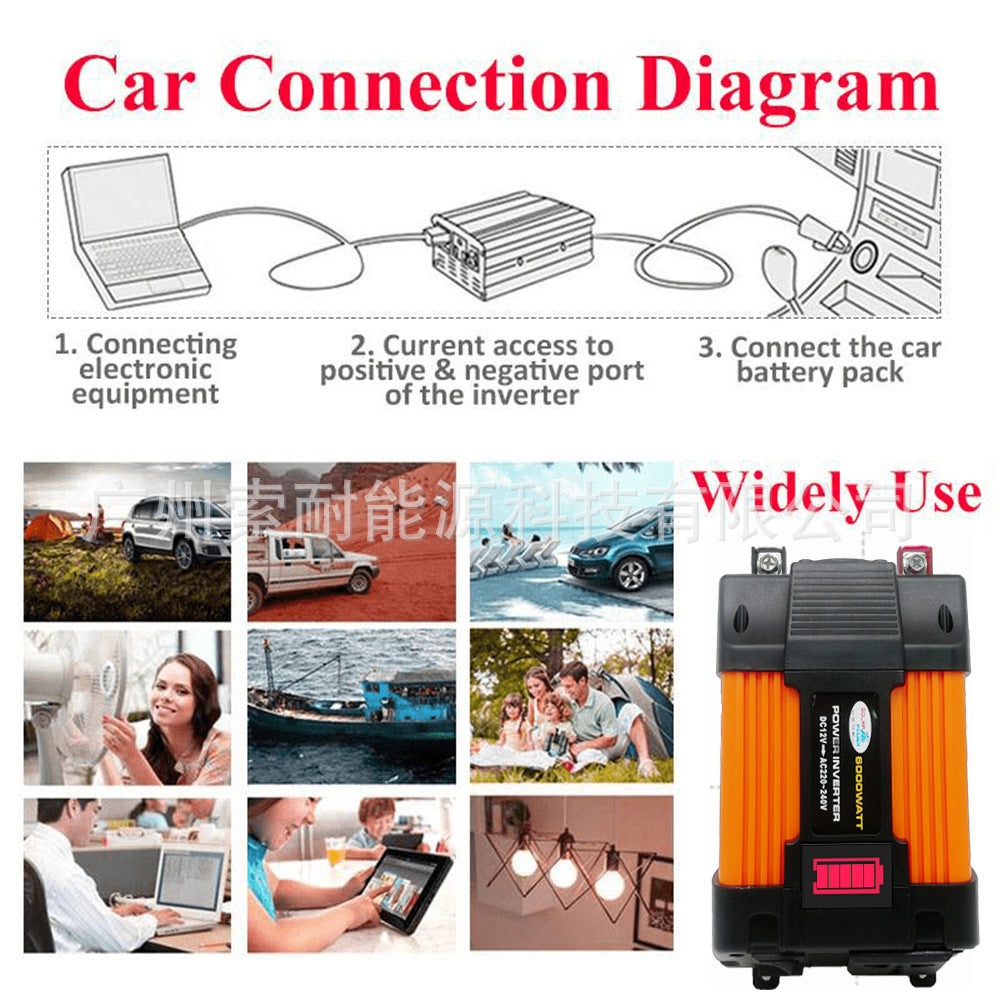 Vehicle Inverter300W/500W 12V Turn110V 220V inverter Battery Level Indicator