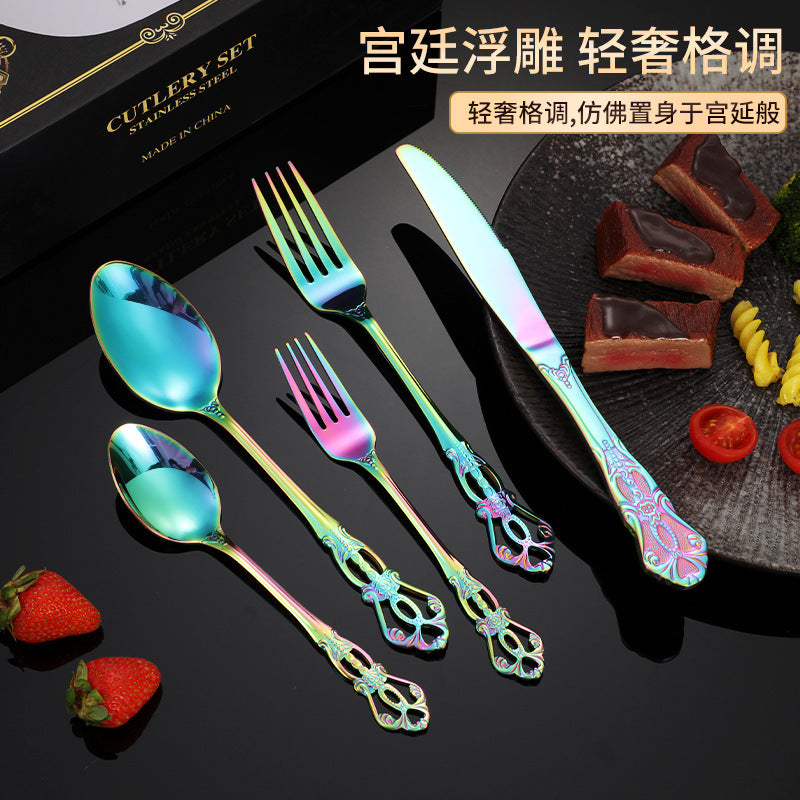 New Hot Selling Stainless Steel Royal Court Tableware Knife, Fork, Spoon40Set20Set of Steak Knives and Forks