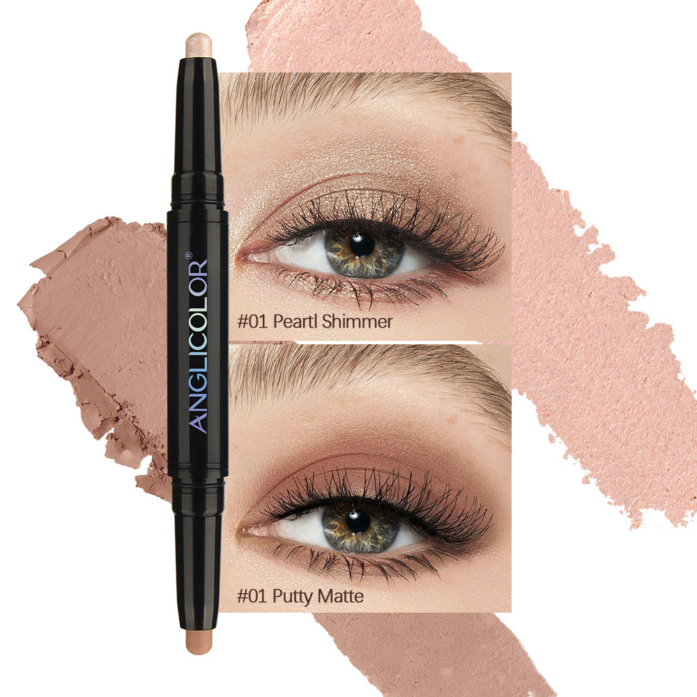 Double-Ended Eyeshadow Stick Long-Lasting Easy to Apply Rotating Fine Shimmer Eyeshadow Pen Highlighter Aegyo-sal Brightening Pen