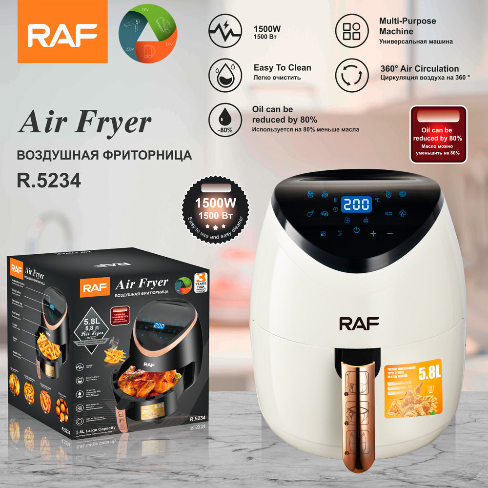 RAF European Standard Smart Touch Air Fryer5.8L Large capacity household fully automatic intelligent multifunctional