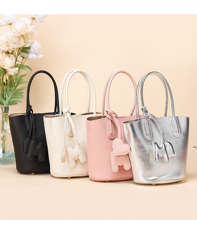Korean Style Basket Handbag for Women, Versatile Bucket Crossbody Bag, Spring and Autumn Textured Trendy Shoulder Bag for Women
