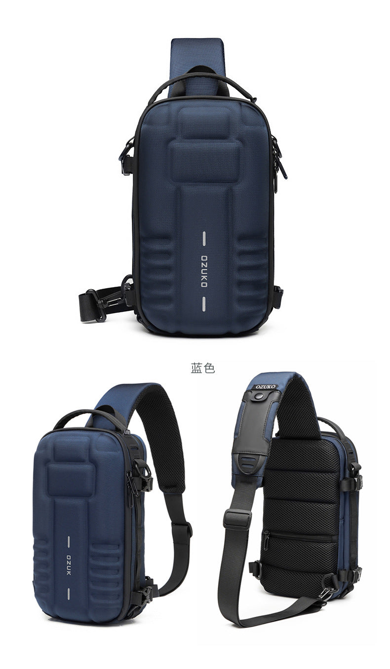 OZUKO EVA Hard Shell Chest Bag Men's Crossbody Bag Tactical Functional Waterproof Large Capacity Outdoor Cycling Bag
