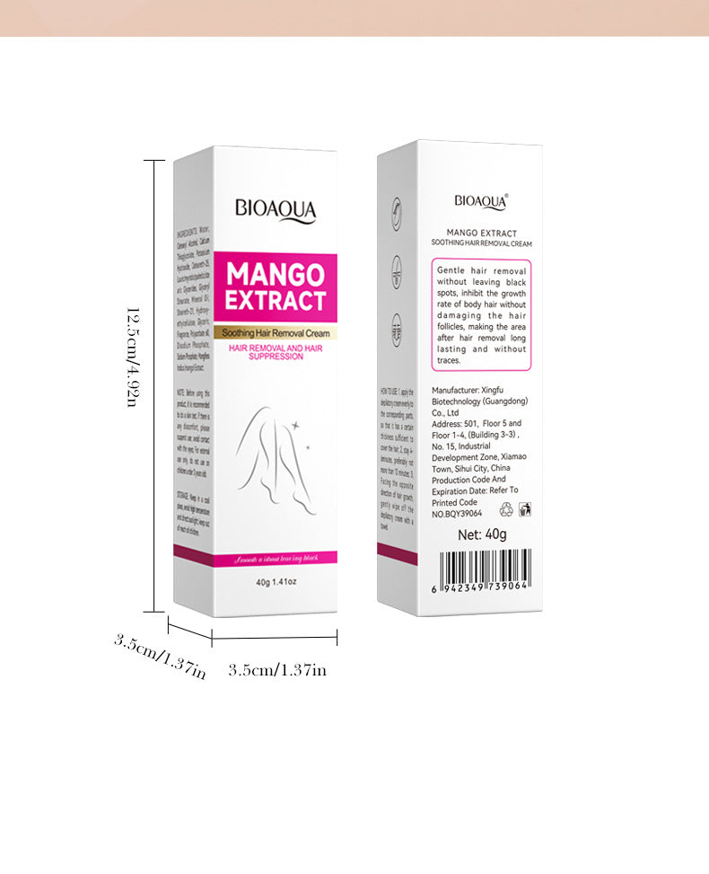 Mango Soothing Hair Removal Cream40g BIOAOUA Non-irritating Underarm Hair Removal Cream  Wholesale