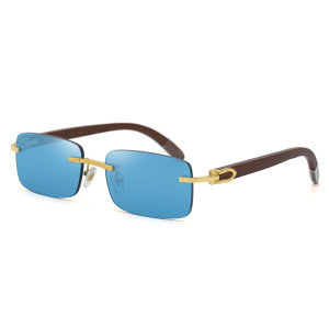 Fashion Sunglasses for Men Frameless Wooden Leg Slingshot Sunglasses Men Trendy Wooden Optical Frame sunglasses