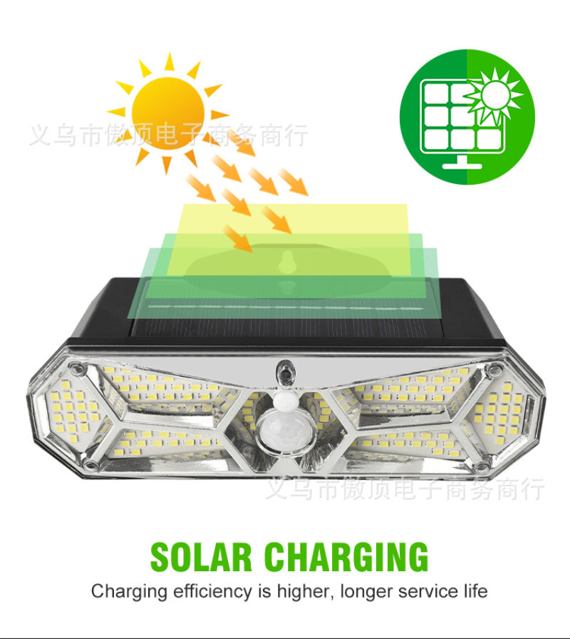 New Outdoor Solar Wall Light LED Human Body Sensor Light Waterproof Street Light Super Bright Garden Courtyard Light