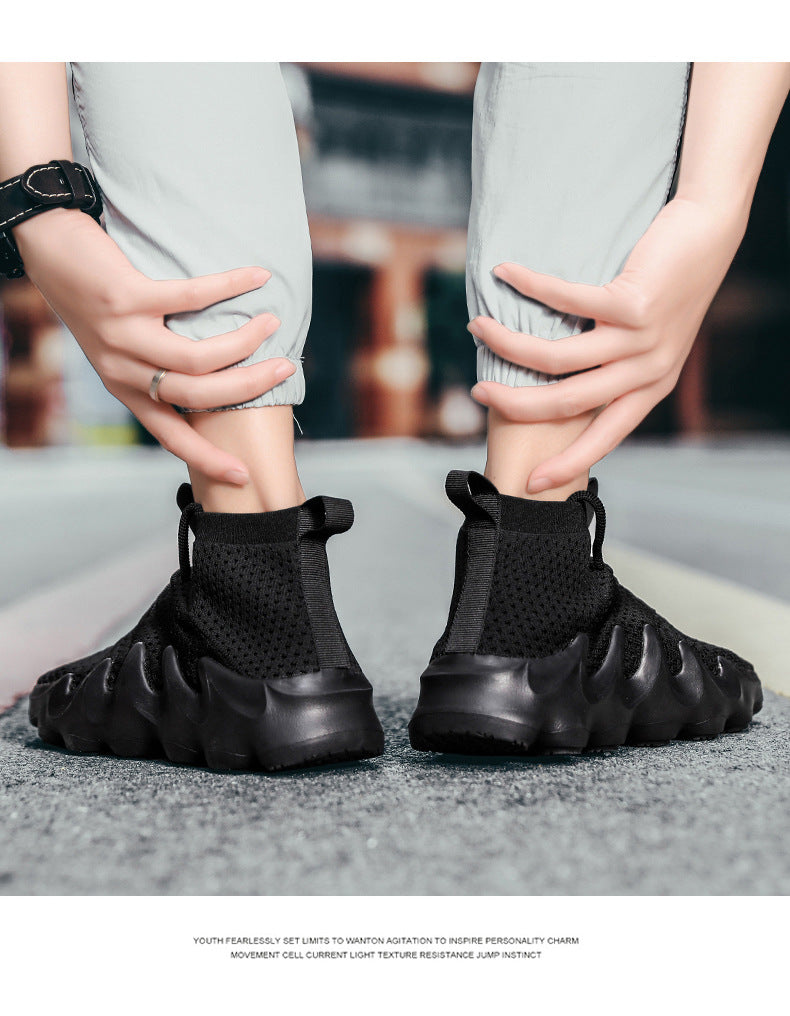 New Large Size Men's Shoes Sports Casual Shoes Men's Korean Style Trendy Shoes Lightweight Breathable Sock Shoes Men's Volcano Shoes