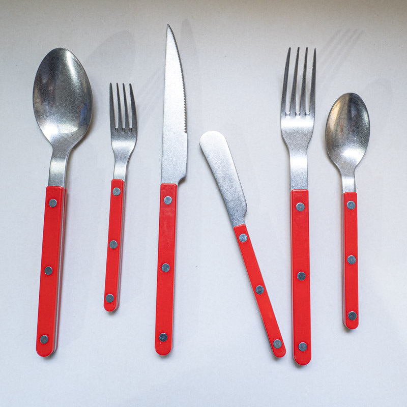 ins Western Dining Tableware ABS Rivet Handle Creative Korean Tableware Clip Handle304Stainless Steel Tableware Snowflake Distressed