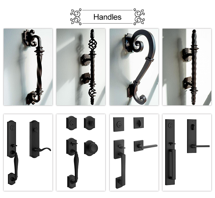 Modern House Exterior Door Double Tempered Glass Door Entry Wrought Iron Door Design