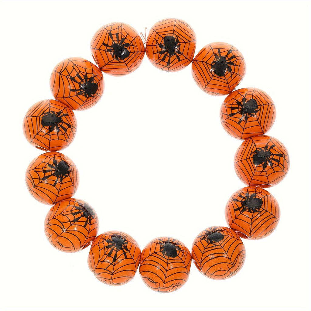 Men's Holiday Bracelet Women's Gift Spider Wooden Bead Bracelet Set Skull Bead Halloween Bracelet