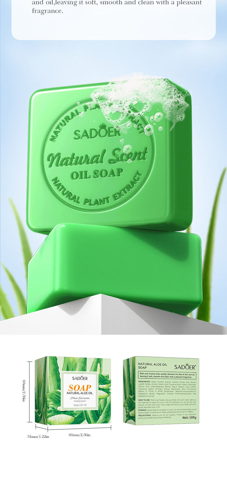 Plant and Fruit Scented Soap100g SADOER Cleansing, Moisturizing Handmade Soap  Wholesale