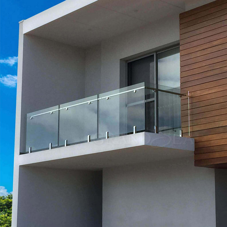 Modern clear Laminated Tempered Glass Balcony Railing Stainless Beautiful Designs