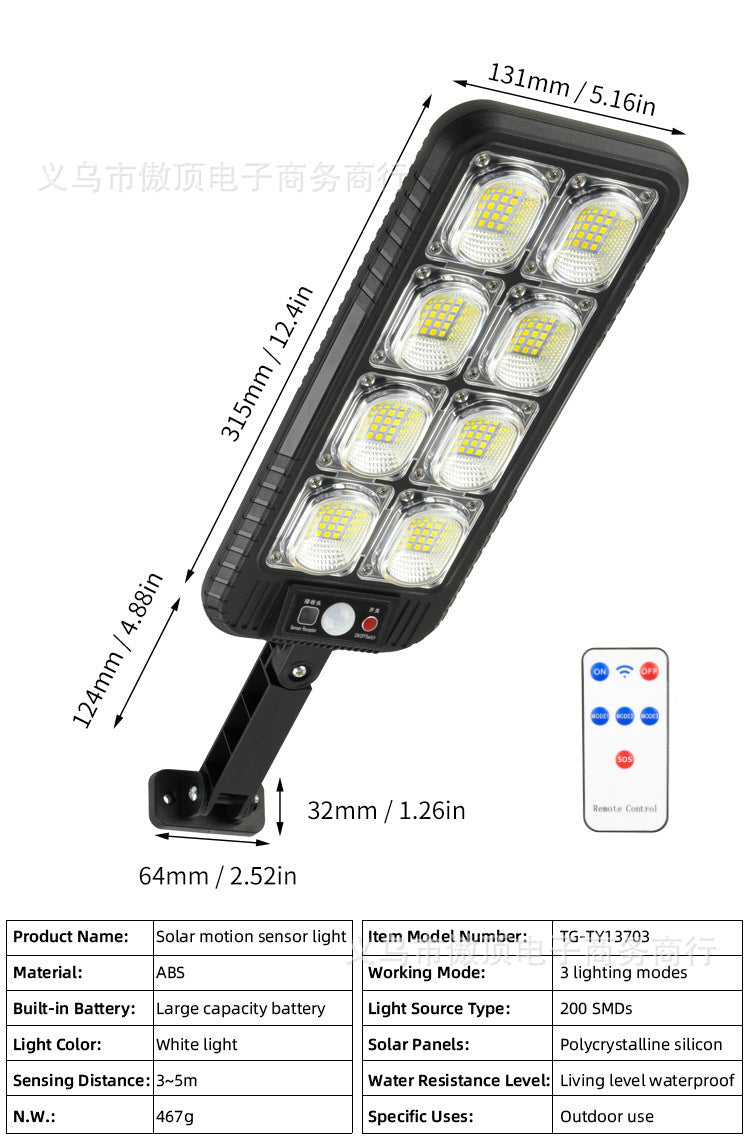 New solar light for outdoor use LED Wall Lamp Remote-Controlled Garden Path Light Garage Light with Human Body Sensor