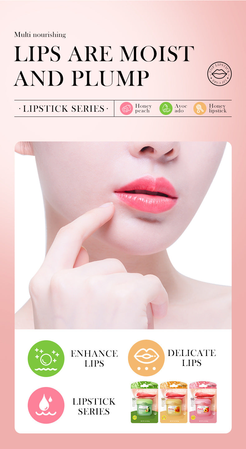 Lip Balm SADOER Honey Hydrating Avocado Anti-Dry Crack Peach Lip Mask  Wholesale