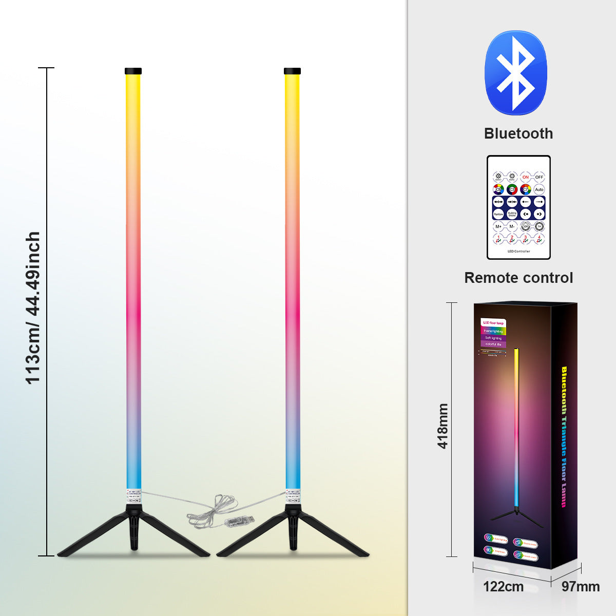 Triangular Floor Lamp Iridescent Floor Lamp Ambient Light led Floor Lamp RGB Floor Lamp USB Corner Light Sound Pickup Lamp