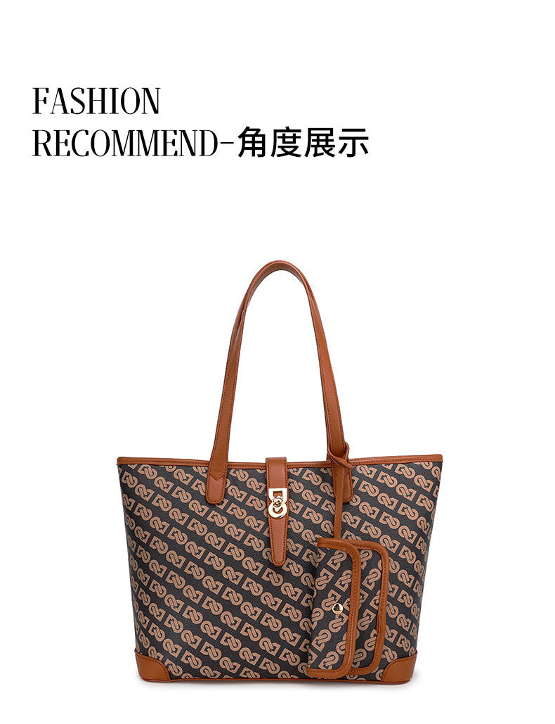 Original Design Retro Print Tote Bag for Work Commute Large Capacity Shoulder Bag Niche Versatile Fashion Handbag