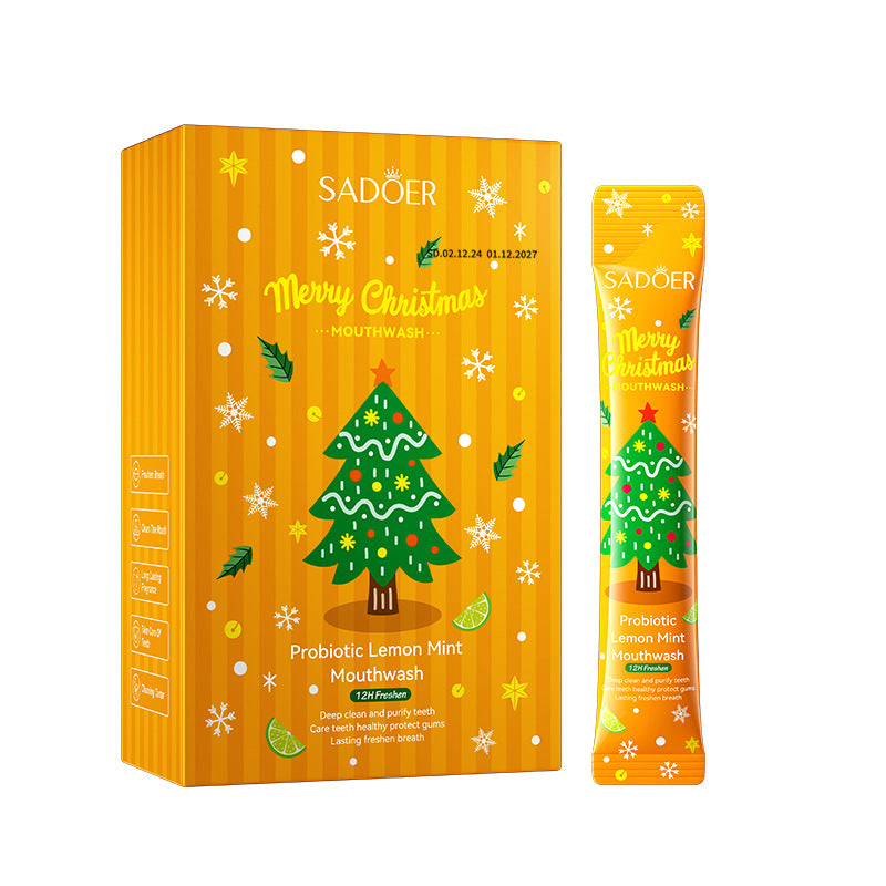 Christmas Probiotic Mouthwash SADOER Green Lemon Mint Oral Cleanser  Wholesale