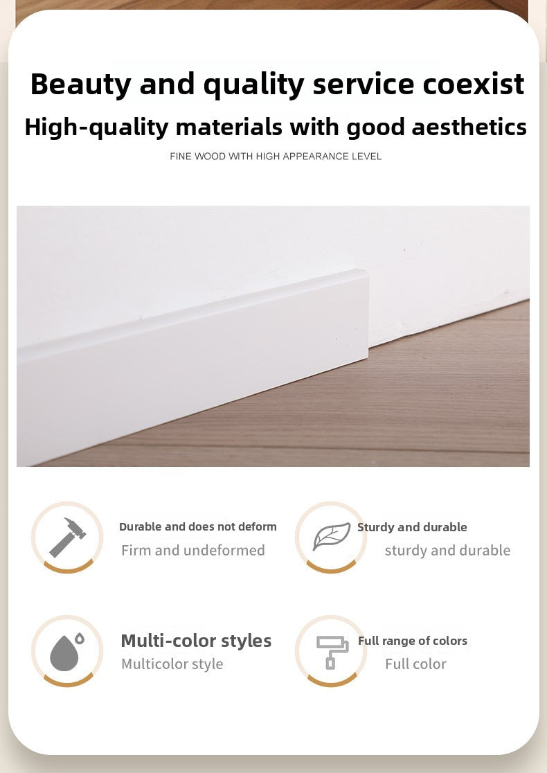 Pure solid wood ultra-narrow skirting board for wooden flooring, minimalist wooden baseboard, white and black painted decorative trim