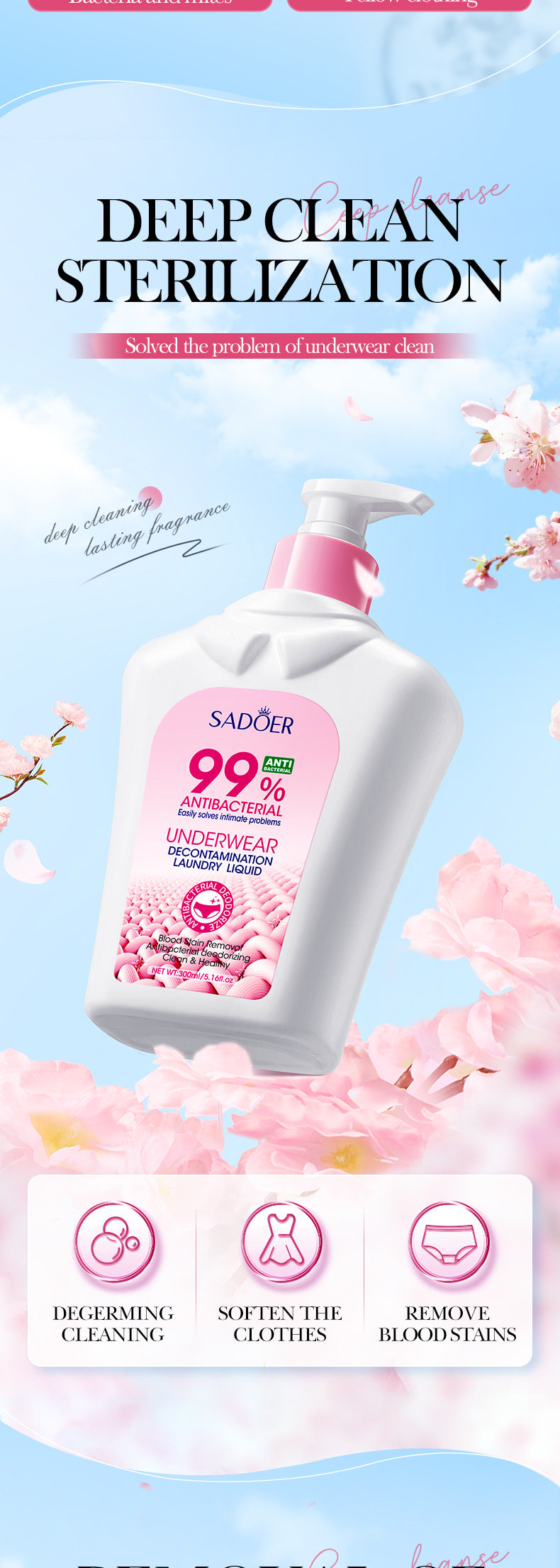 Antibacterial Stain Removal Underwear Laundry Detergent SADOER  foreign trade wholesale of laundry detergent for cleaning clothes